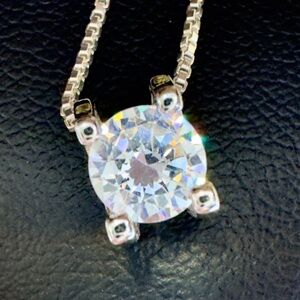 Square shaped pendant with Round Solitaire Diamond Pendant